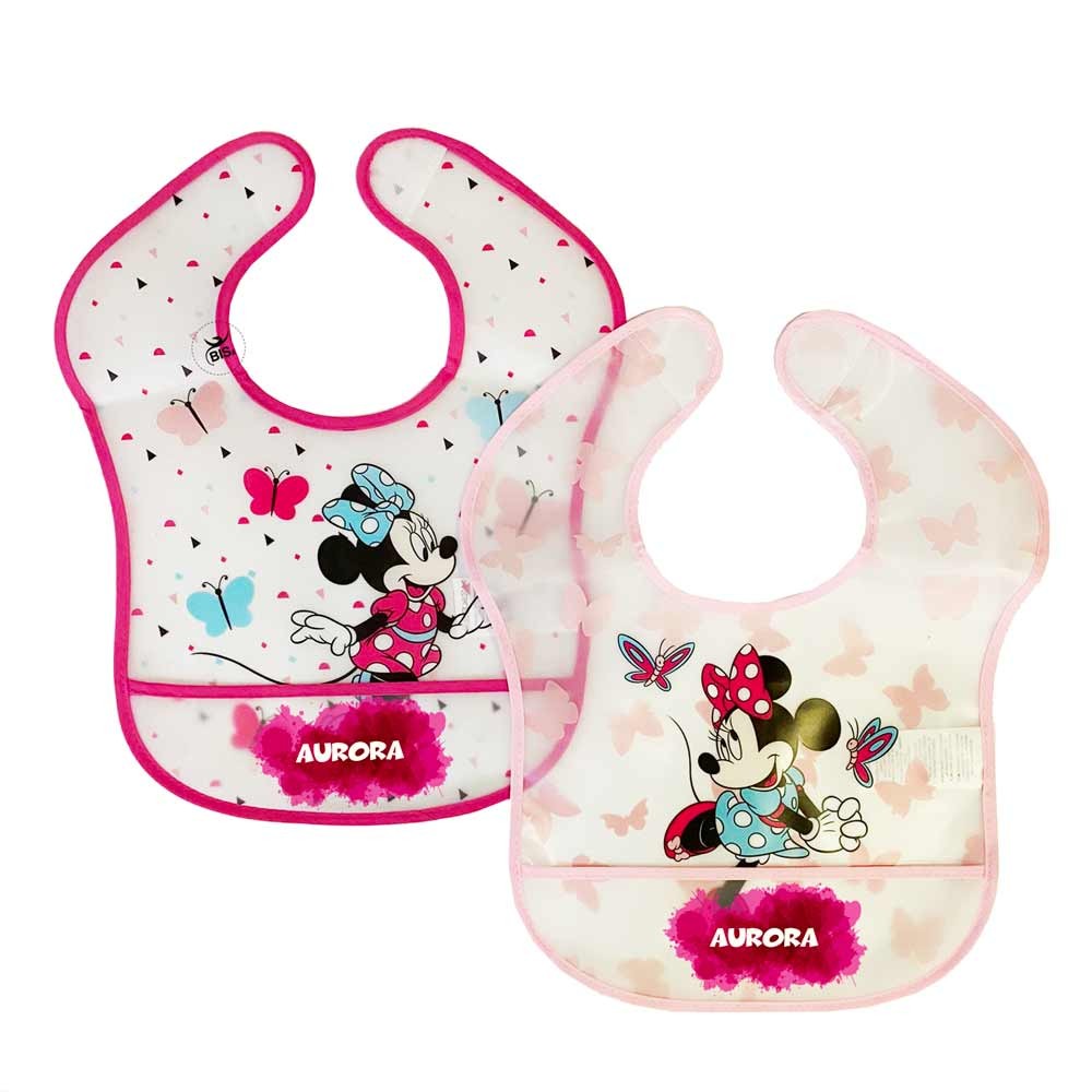 Coppia bavaglini in plastica "Minnie butterflies"