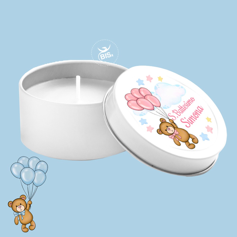 kit 5 pezzi candele profumate "Teddy collection" rosa
