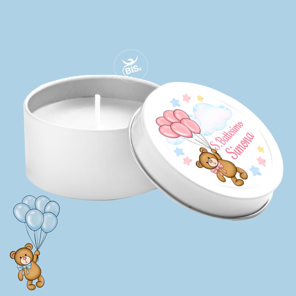 kit 5 pezzi candele profumate Teddy collection da personalizzare