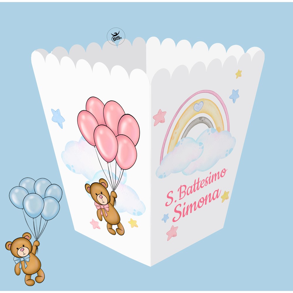 Kit 5 pz Scatola pop corn "Teddy collection"