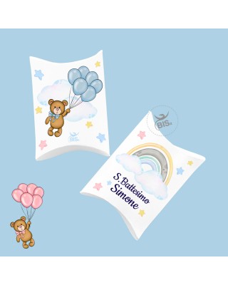 Kit 8pz astucci portaconfetti "Teddy collection" azzurro