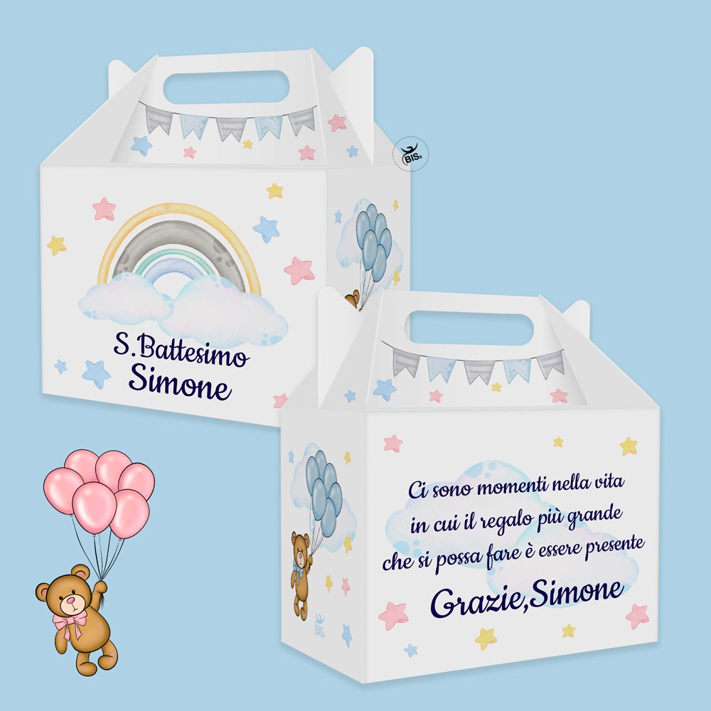 Kit 5 pz Bauletto "Happy meal" Teddy collection azzurro