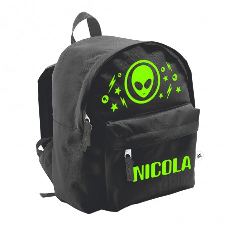 Zaino trandy "Alien" con stampa verde fluo