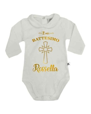 Body colletto neonata manica lunga "Battesimo"