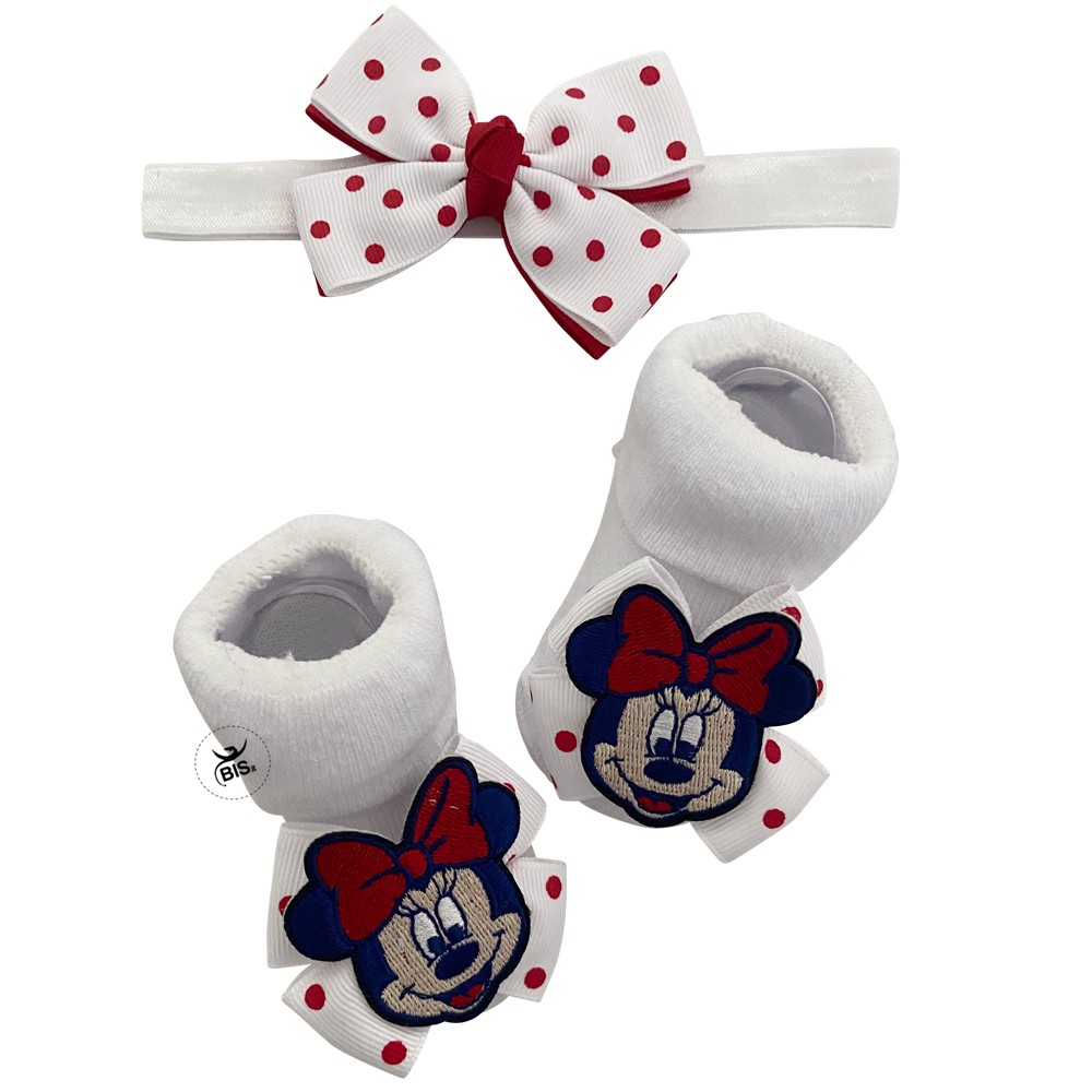 Set disney calzini e fascia Minnie a pois bianco