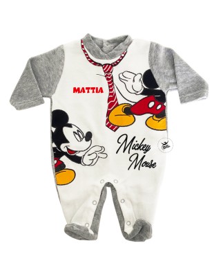 Tutina neonato ciniglia "Mickey mouse" grigio