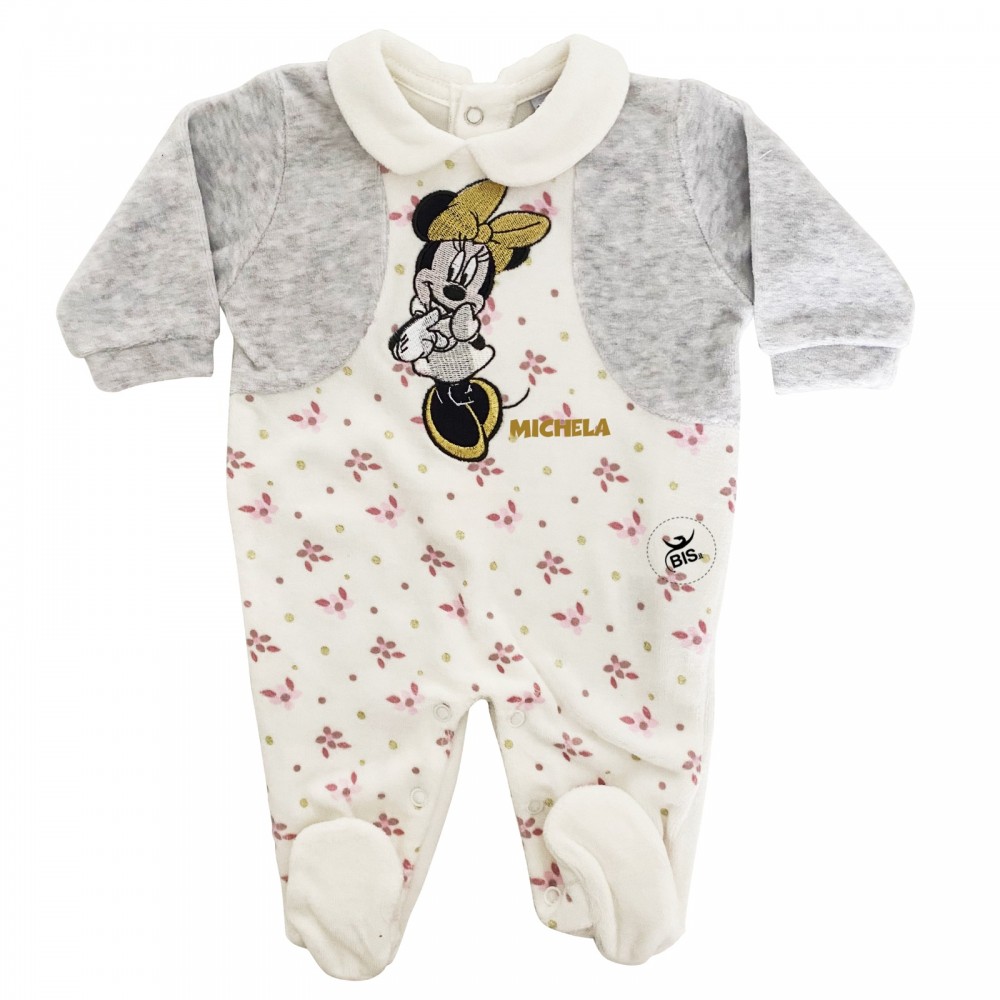 Chenille newborn jumpsuit, Minnie and glittery stars