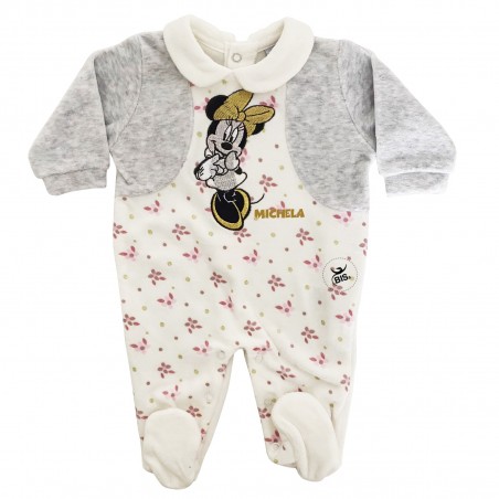 Tutina neonata finto copri spalle "Minnie" grigio