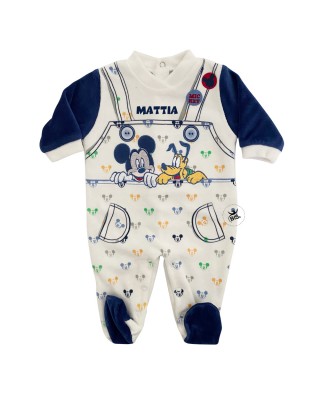 Tutina ciniglia "Mickey e Pluto"  blu