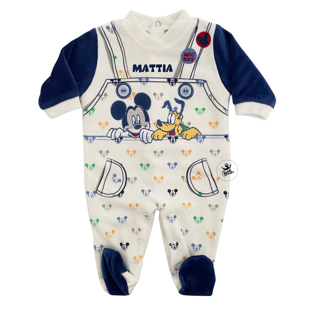 Tutina ciniglia "Mickey e Pluto"  blu