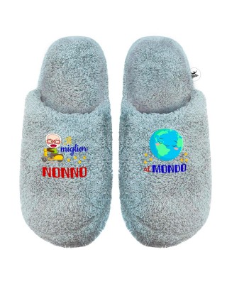 Pantofole "Comfort" Il Miglior Nonno del Mondo azzurro