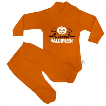 Set body lupetto e ghettine "Il mio primo Halloween" arancione