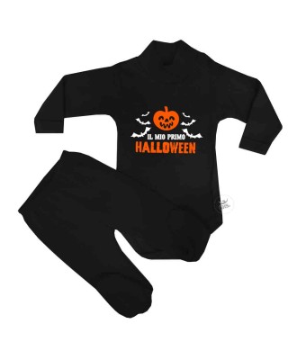 Set body lupetto e ghettine "Il mio primo Halloween" nero