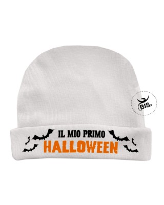 Cappellino neonato "Il mio primo Halloween" bianco