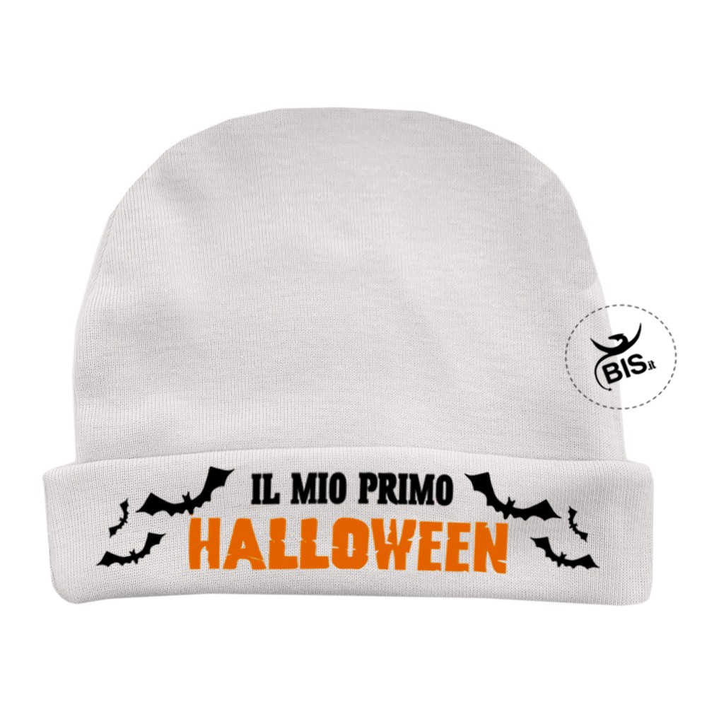 Cappellino neonato "Il mio primo Halloween" bianco