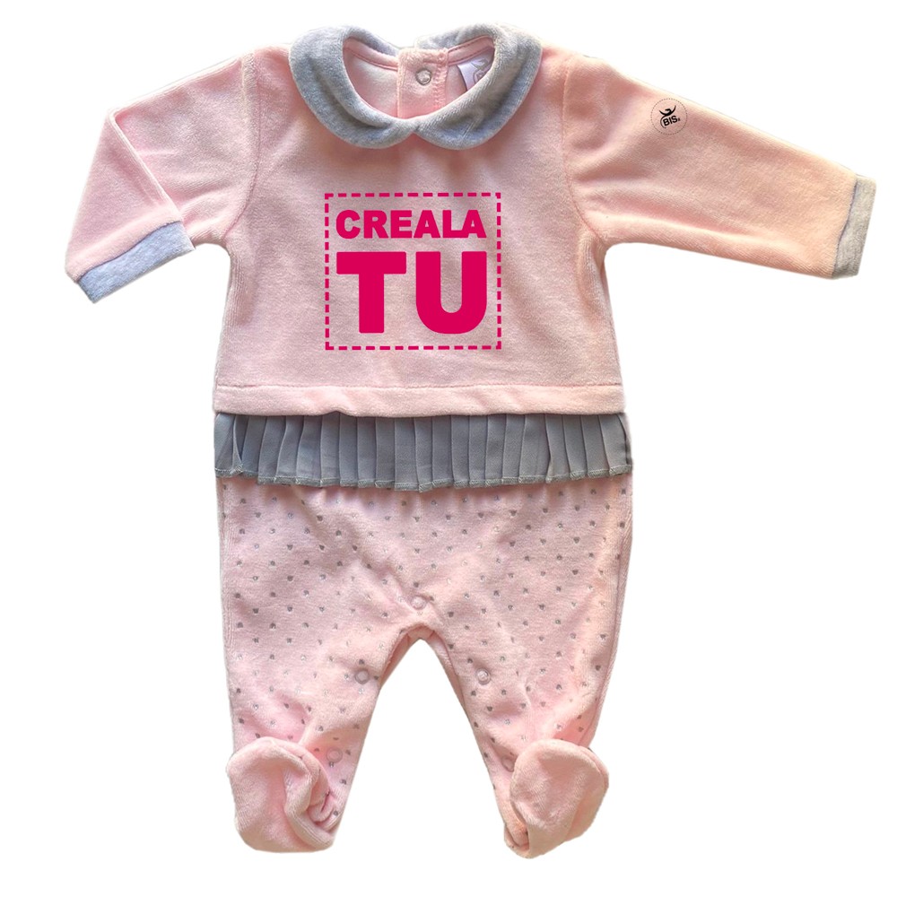 Tutina neonata in ciniglia con pois glitterati da personalizzare