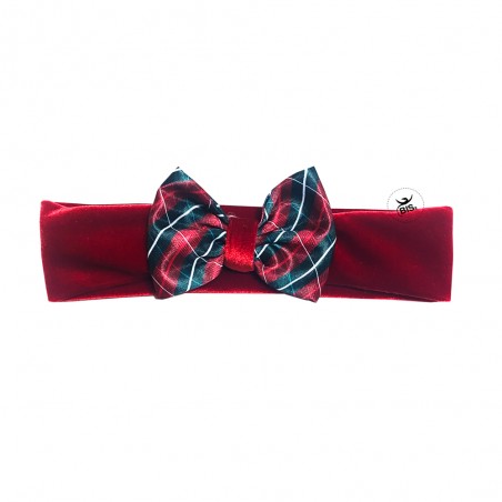 Fascia in velluto con fiocco in tartan
