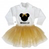 Abitino neonata con tulle glitter oro "topina"