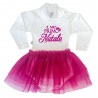 Abitino neonata con tulle glitter "Il mio primo Natale" fuxia