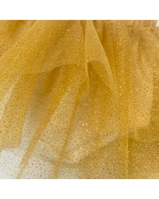 Kit fascia e codino con fiocco in tulle oro glitterato