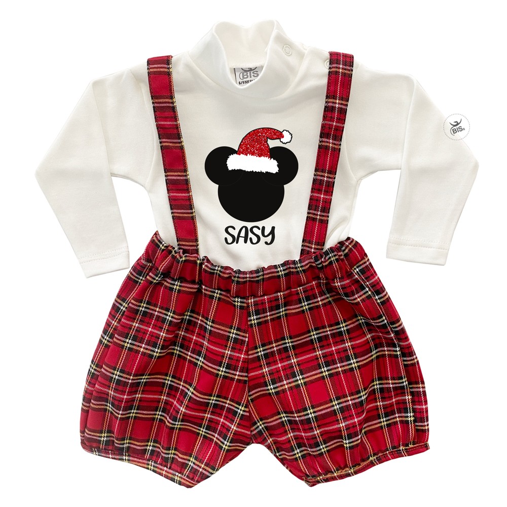 Completo con salopette tartan "Topino"