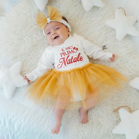 abitino neonata glitterato primo natale