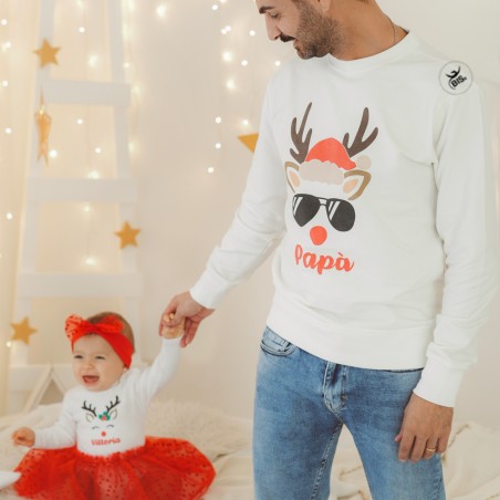 papà figlia con outfit natalizi personalizzati con nome