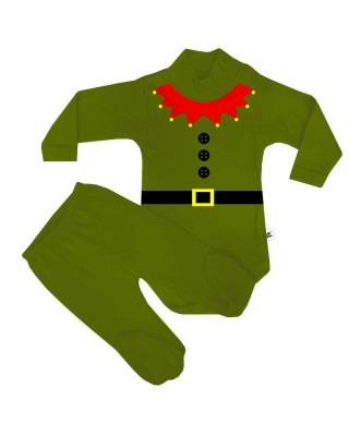Set natalizio body lupetto e ghettine "Elfo"