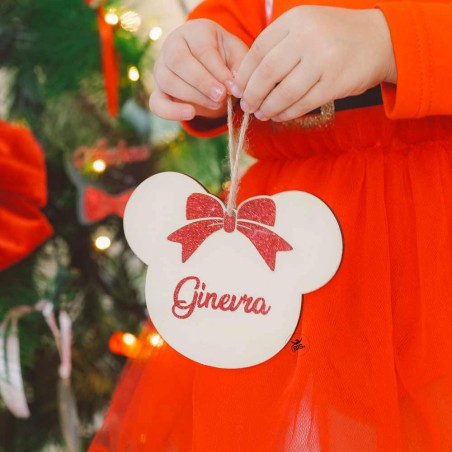 Addobbo in legno da personalizzare con nome in glitter