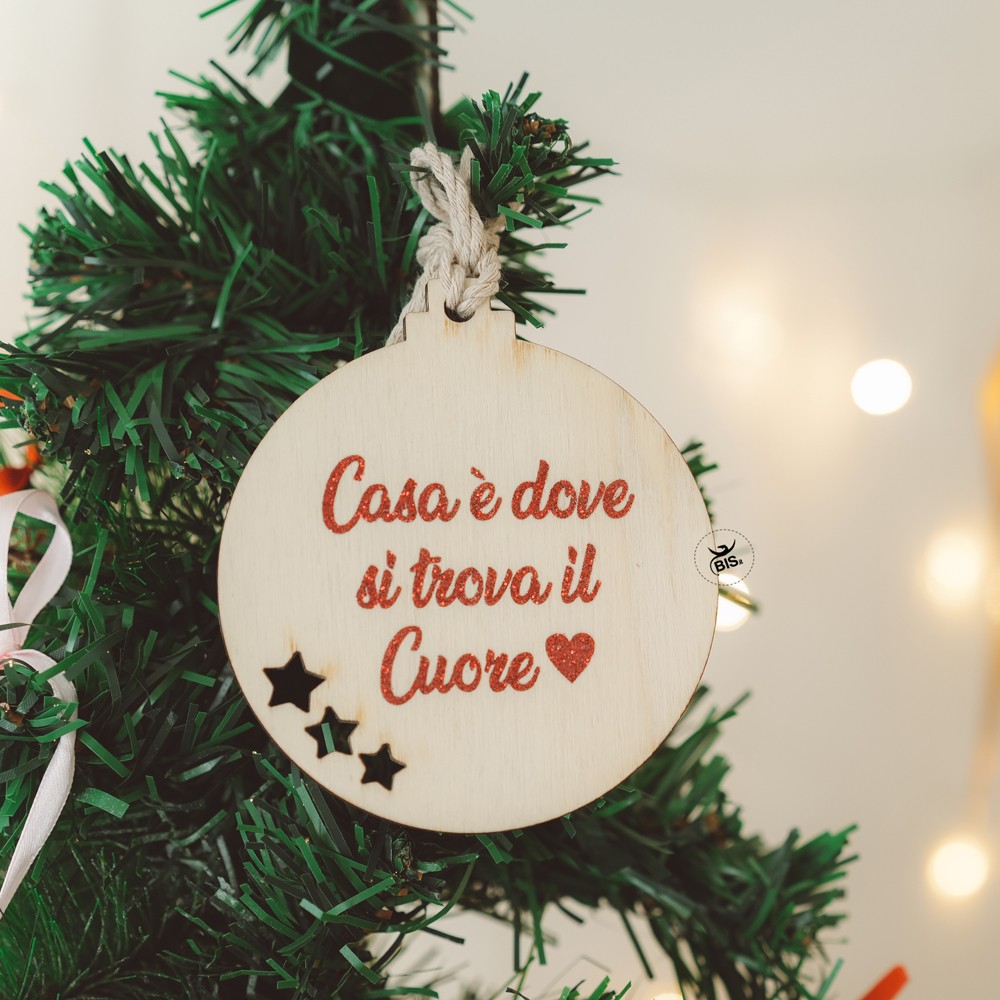 Addobbo in legno da personalizzare con nome in glitter