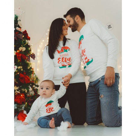 Felpa Bimbo/a con stampa "Famiglia Elfo"