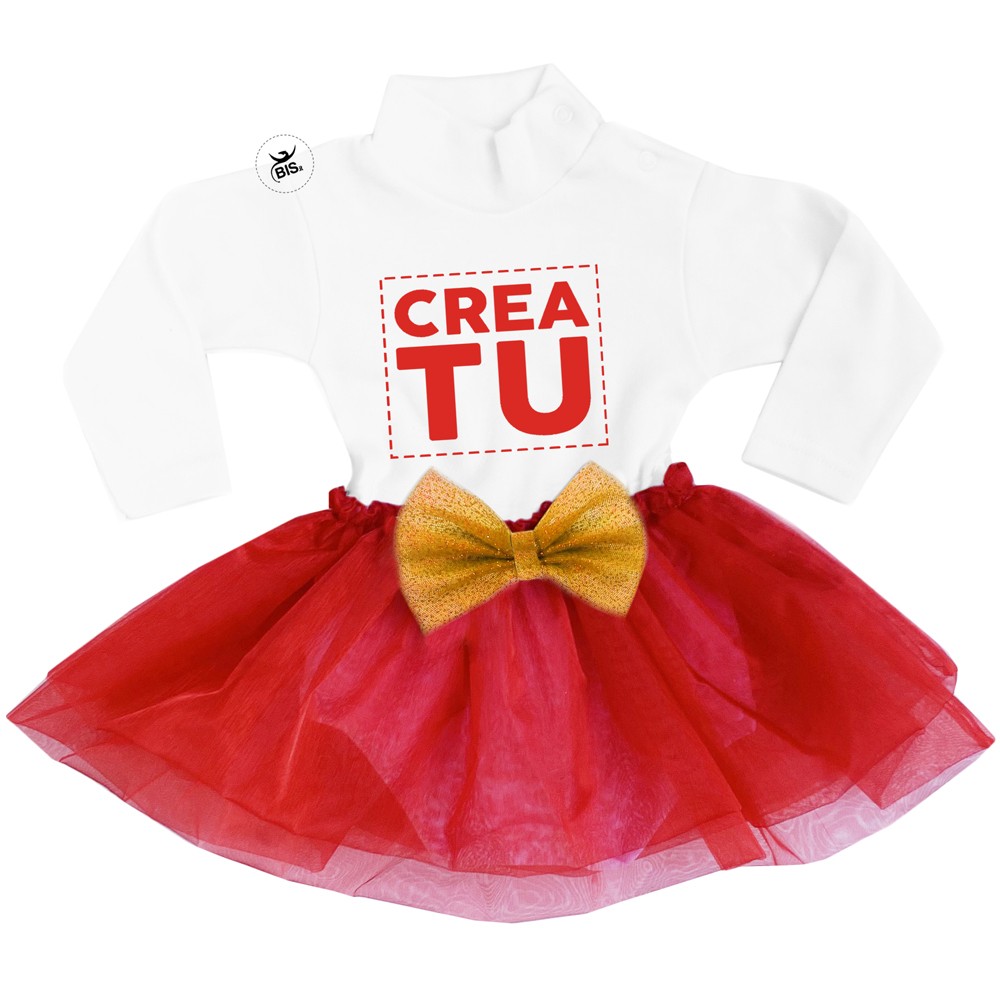 Abitino neonata con gonna in organza, "da personalizzare" con fiocco in glitter