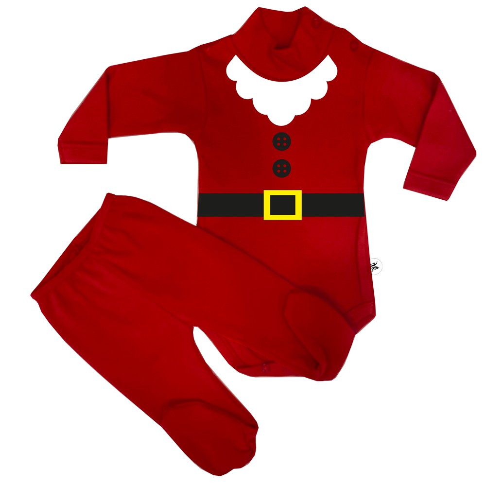 Set natalizio body lupetto e ghettine "Babbo Natale"