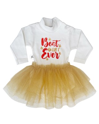 Abitino neonata con tulle laminato "Best gift ever"