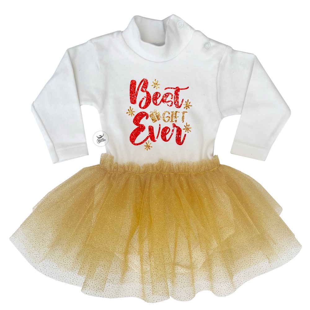 Abitino neonata con tulle laminato "Best gift ever"