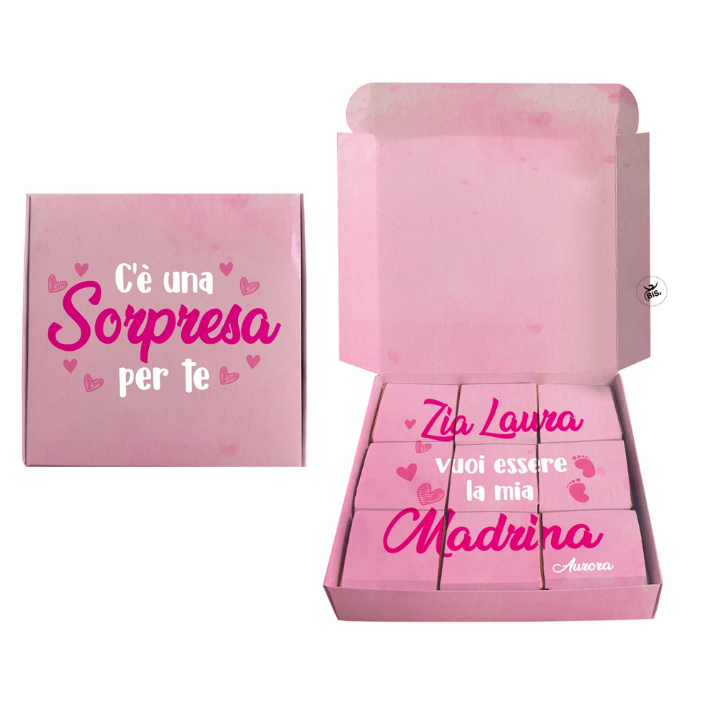 Cofanetto regalo madrina padrino Battesimo personalizzato