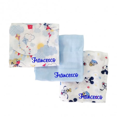 Kit quadrati di garza "Topolino + nome"