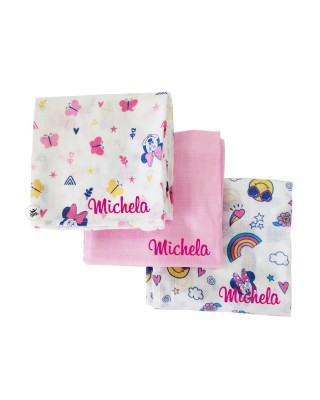 Kit quadrati di garza "Minnie + nome"