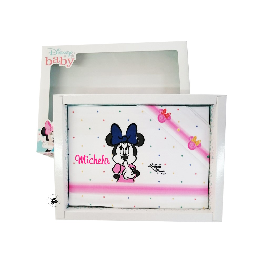 Set lenzuola "Minnie flake" con fiocco blu