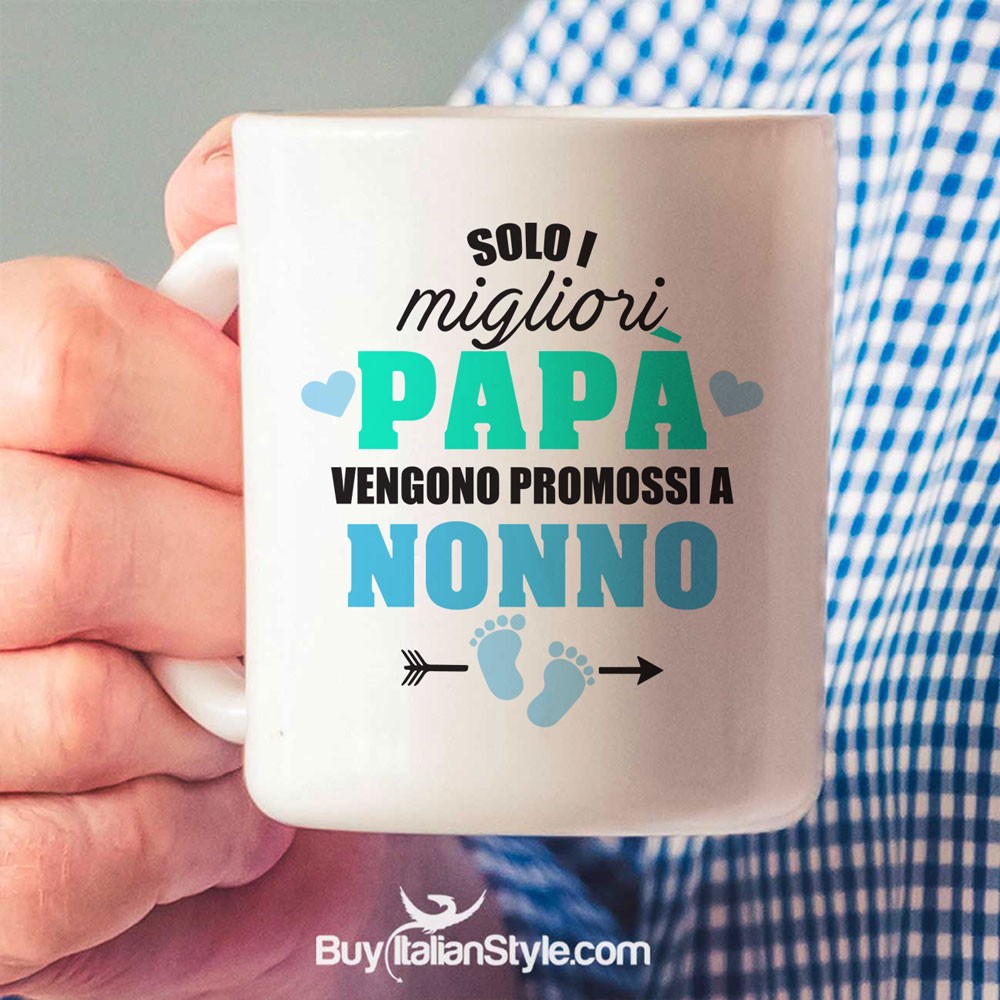 Tazza in ceramica "Solo i migliori papà vengono promossi a Nonno"