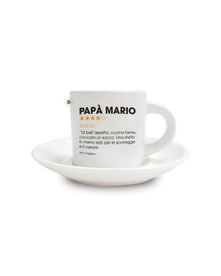 Tazzina da caffè con piattino in ceramica "Recensione Papà"