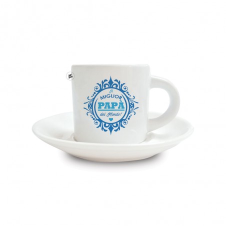 Tazzina da caffè con piattino in ceramica "Il miglior papà del mondo"