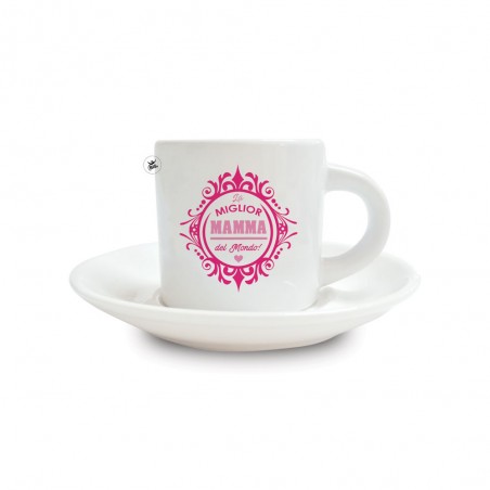 Tazzina da caffè con piattino in ceramica "La Miglior Mamma del Mondo"