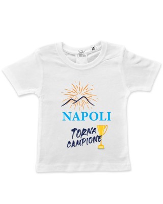 T-shirt bimbo/a manica corta "Napoli torna campione"