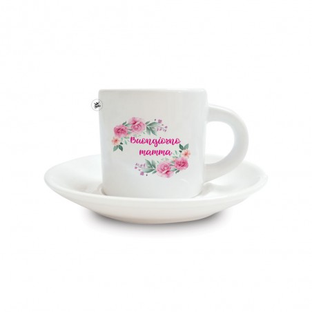 Tazzina da caffè con piattino in ceramica "Buongiorno Mamma"