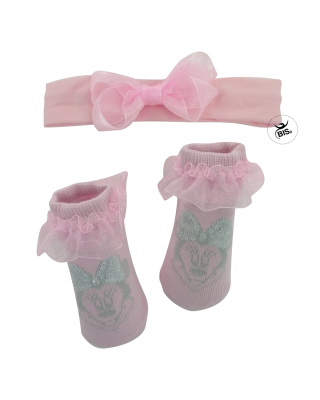 Set disney calzini e fascia Minnie con fiocco rosa