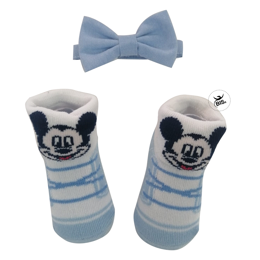 Set disney calzini e papillon "Mickey mouse" azzurro