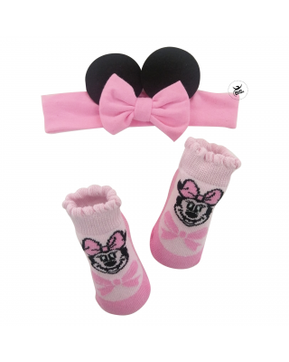 Set disney calzini e fascia con orecchie di Minnie rosa