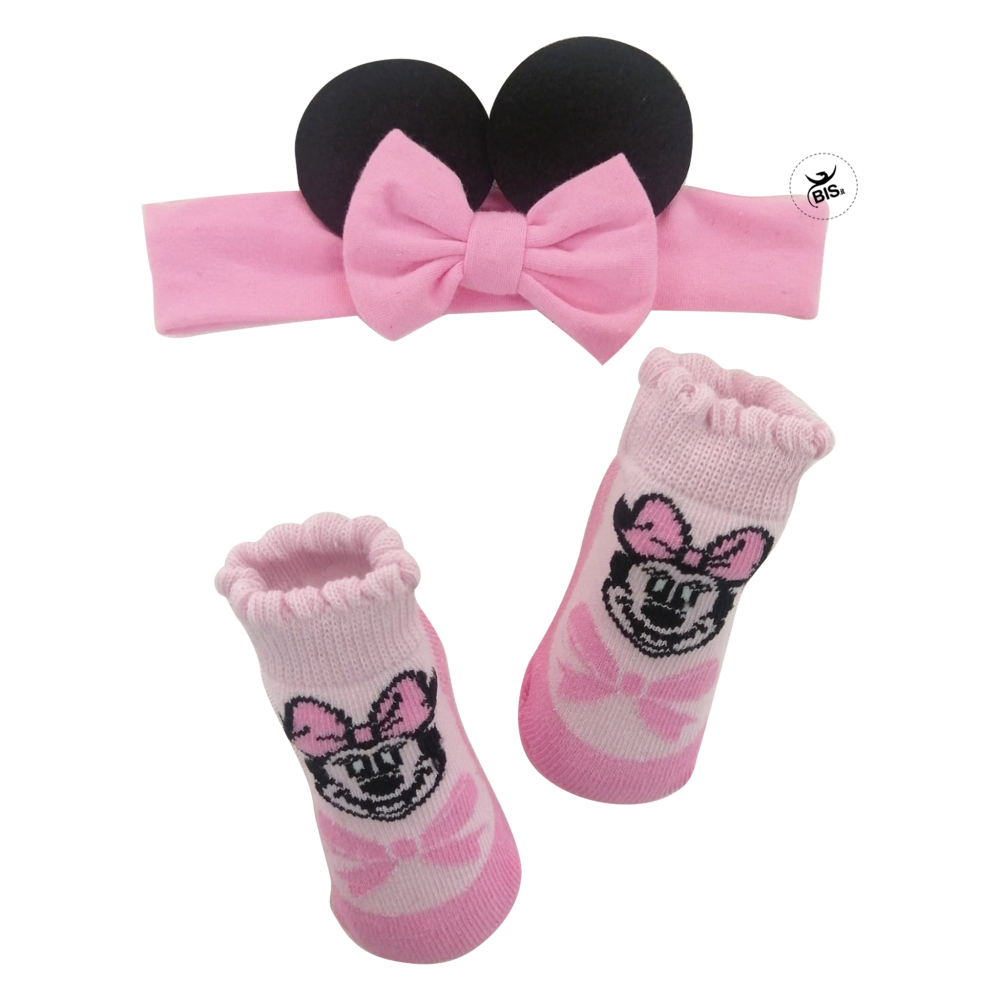 Set disney calzini e fascia con orecchie di Minnie rosa