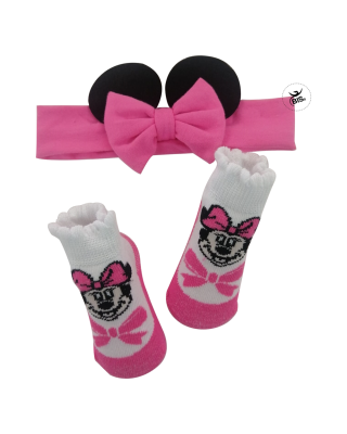 Set disney calzini e fascia con orecchie di Minnie fuxia